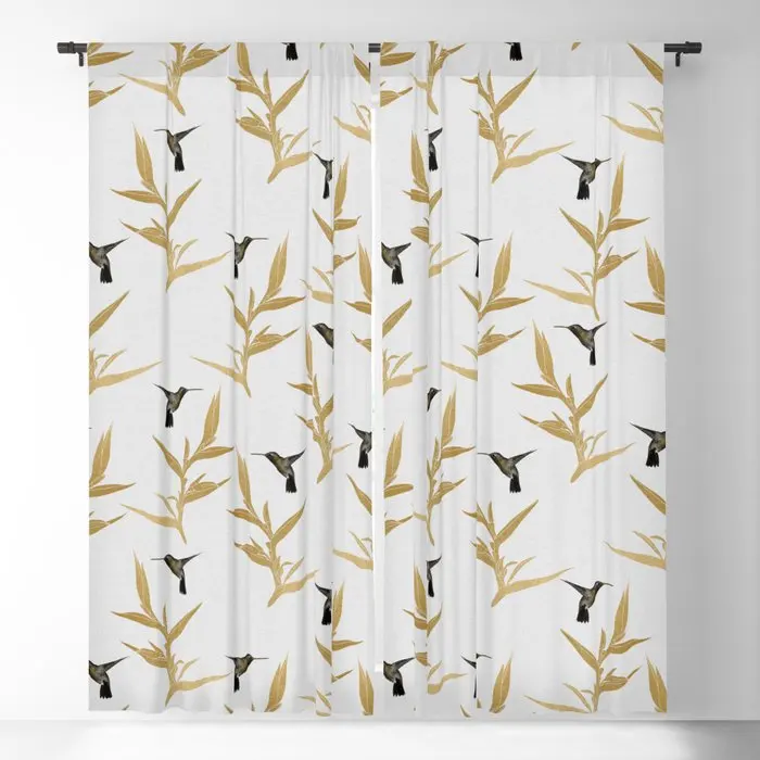 Hummingbird & Flower II Blackout Curtains 3D Print Window Curtains For Bedroom Living Room Decor Window Treatments