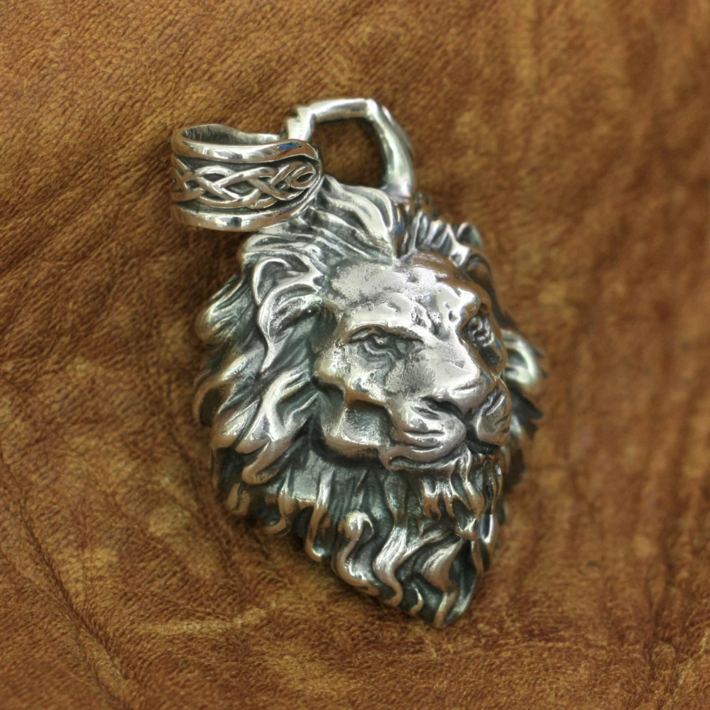 

LINSION Huge 925 Sterling Silver King of Lion Pendant Mens Biker Rock Punk Pendant TA195