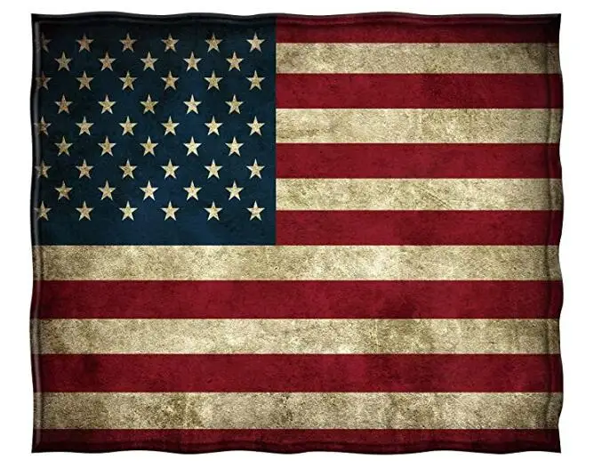 USA Flag American Blanket Mat Cover Bedspread Soft Warm Fleece Air Bedding Room Kids Man Woman Gift