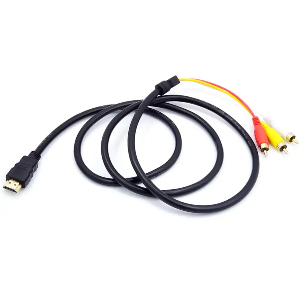 Cable adaptador de conector macho compuesto compatible con DOONJIEY macho a 3 RCA AV