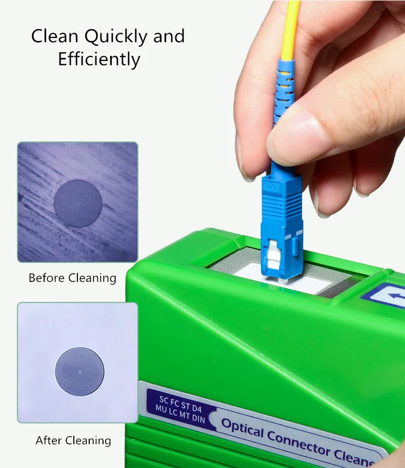 FTTH AUA-550 KCC-550 SC FC ST LC MU MT D4 DIN Optical Connector Cleaner Cleaning Box Cleaning Tool 500+ Times Green