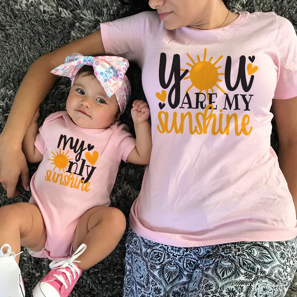 You Are My Sunshine My Only Sunshine Mommy and Me Matching Shirts Baby and Mom Family Matching Clothes Daughter and Son Shirts