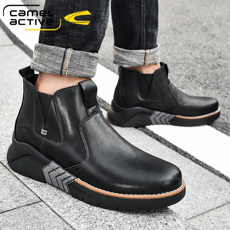 Camel Active Luxury Genuine Leather Casual Classic Basic Men\'s Boots Fashion New Boots Men Basic Boots Winter Comfy Men Shoes