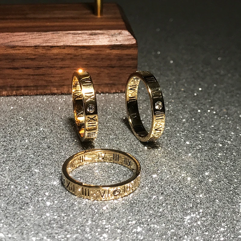 YUN RUO Trendy Roman Number Couple Ring Rose Gold Color Woman Gift Fashion Titanium Steel Jewelry Not Change Color Drop Shipping