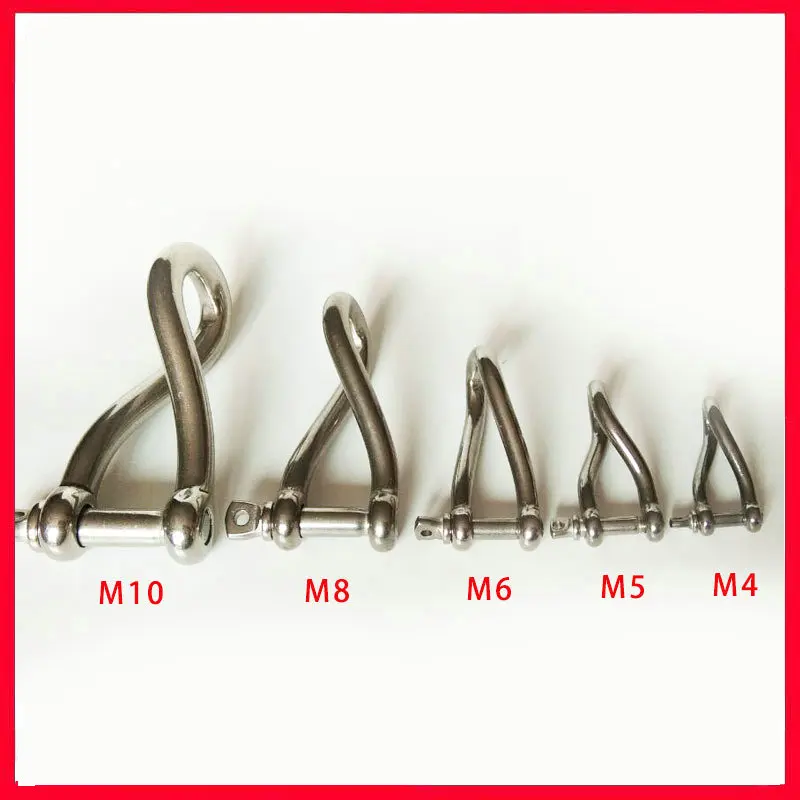 HQ 5PCS Twist shackle with screw pin stainless steel AISI 316 twisted shackle marine grade boat hardware rigging hardware 4-10mm