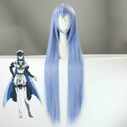 

Аниме Akame ga KILL! Esdeath парик синие прямые длинные высокотемпературные волосы синтетические волосы парики для косплея на Хэллоуин + шапочка для парика