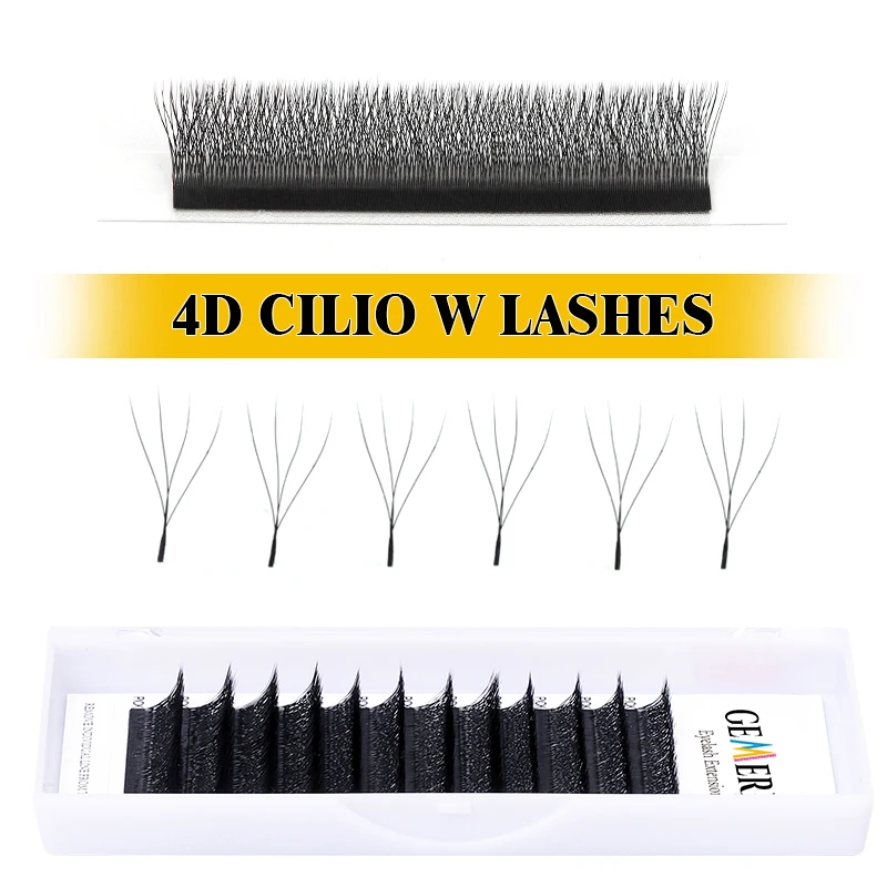 Gemerry Cilios W 4D W-shaped Eyelash Extension Automatic Flowering W Lashes LU/L/C/D Curl High Quality Individual Fake Eyelashes