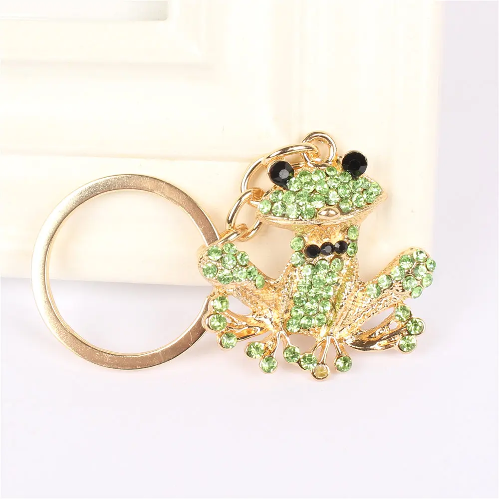 Mixed Color Frog Pendant Charm Rhinestone Crystal Purse Bag Keyring Key Chain Accessories Wedding Party Lover Friend Gift