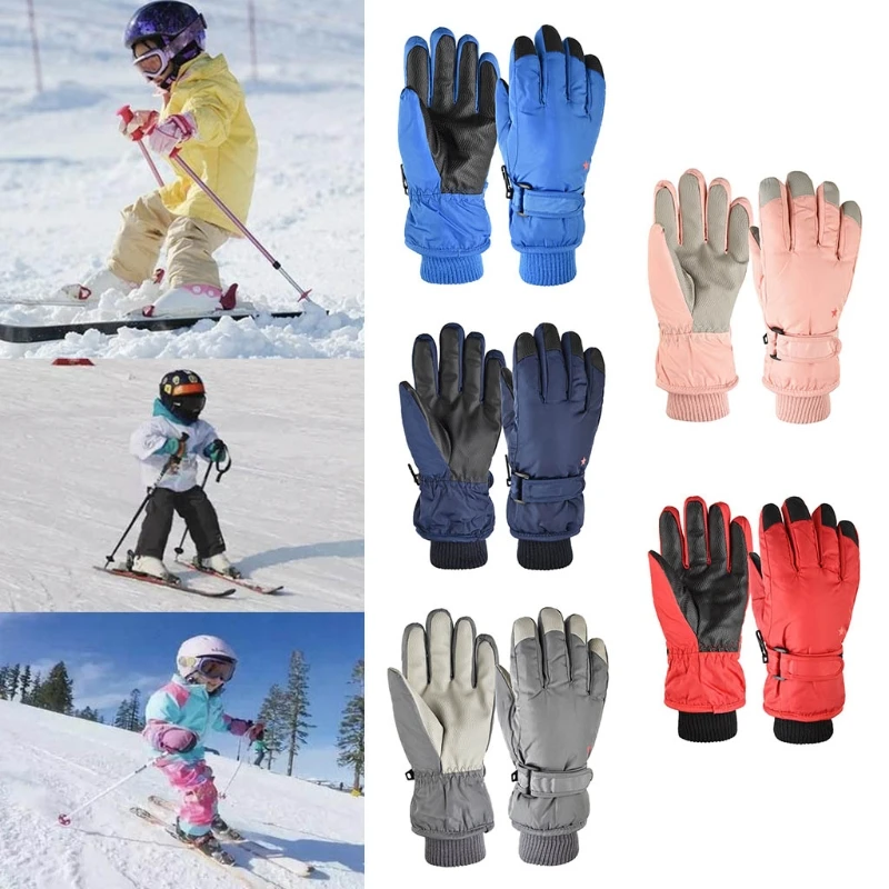 

2024 New Children Skiing Cycling Gloves Thick Warm Mittens Waterproof Windproof Outdoor Sports Gloves for Kids Girls Boys