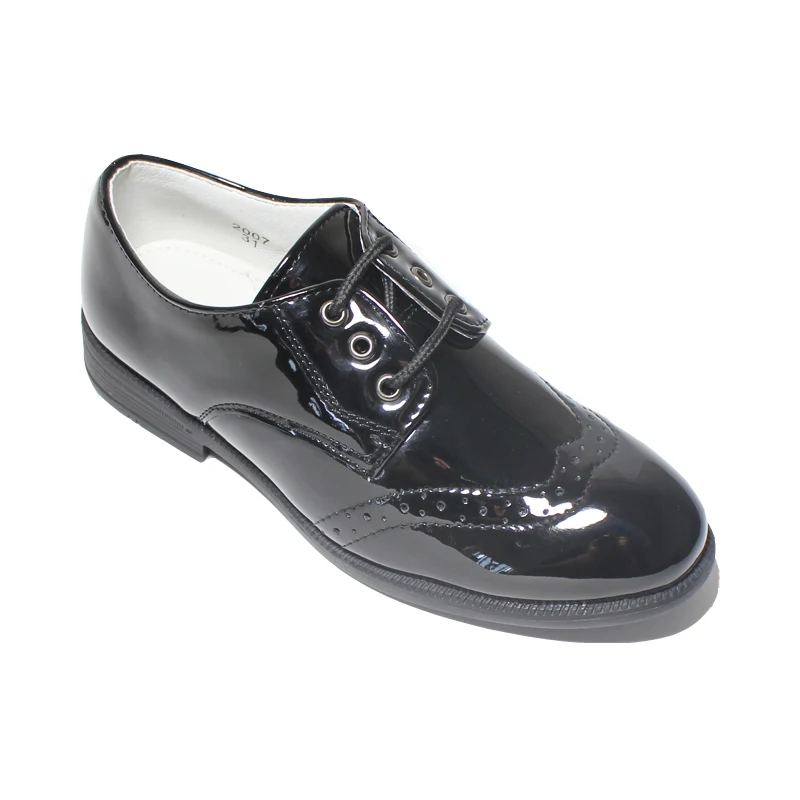 New Boys Black Formal Suit Shoes Lace Up Faux Leather First Communion Shoe For Kids Prom Wedding School Smart Dress Brogues Shoe