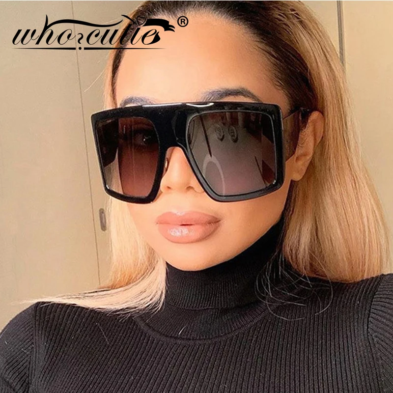 Vintage Oversized Sunglasses Women Luxury Brand Design Square Acrylic Frame Trendy Sun Glasses Big Black Shades Female Shield