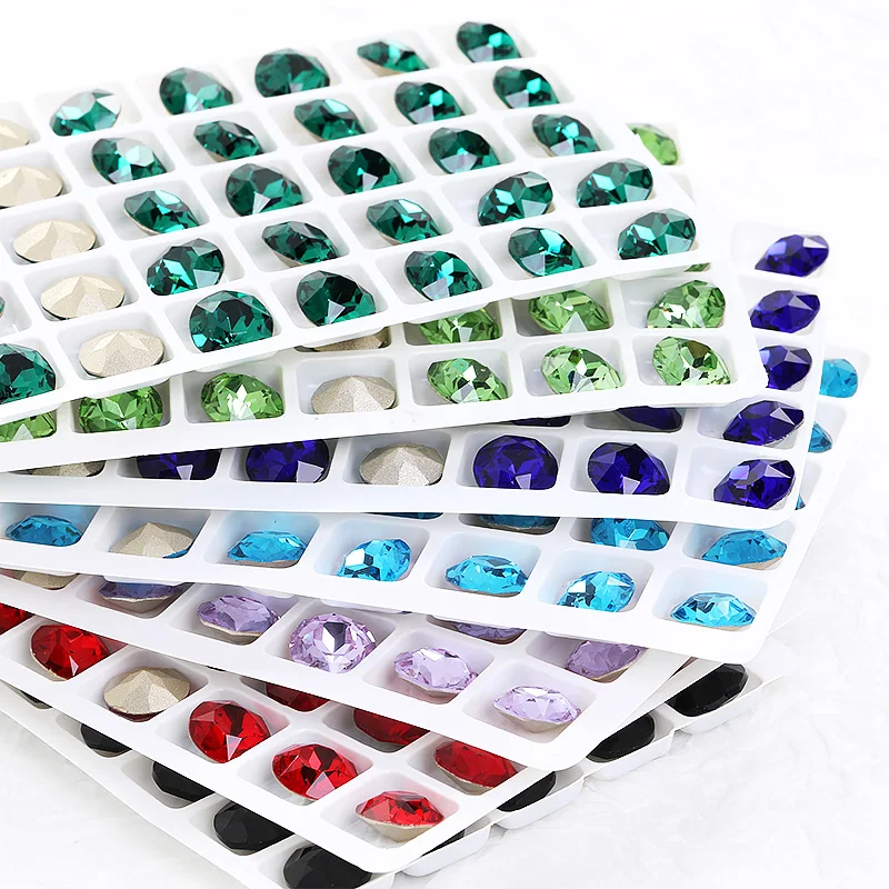 8mm/10mm/12mm 20Pcs Colorful Crystals Strass for Jewelry Making Glue On Beads Nail Art Decoration Rhinestone Gemstone Charms