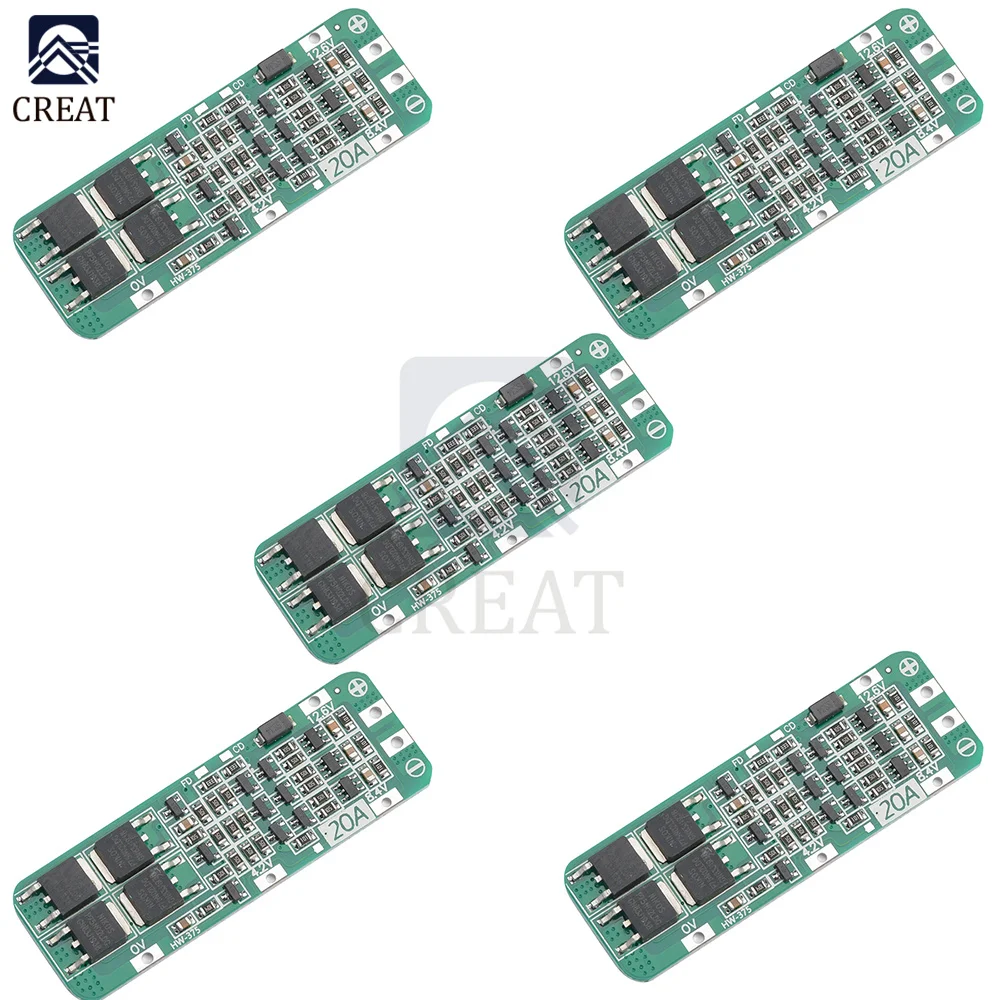 5PCS 3 Serail 3 S 20A Li-ion Lithium batterie 18650 chargeur carte de Protection Module PCB BMS 12.6V cellule