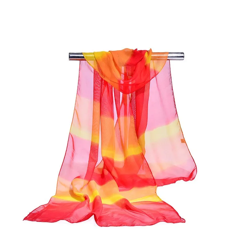 160*50 Cm Fashion Simulation Silk Chiffon Striped Scarves Wild Fashion Rainbow Shawl Sunscreen Print Floral Scarf Scarves