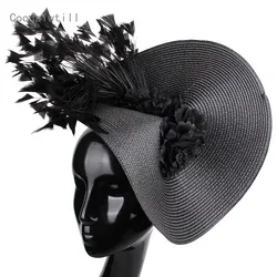 Wedding Party Flower Headwear For Womnen Occasion Fedora Cap Fancy Feather Headpiece Headband Ladies Fashion Millinery Cao