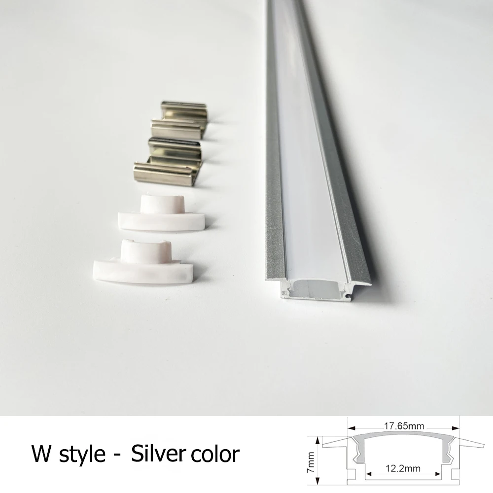 CENFAYA 5–35 Stück silber/schwarzes LED-Aluminiumprofil, 0,5 m/Stück, LED-Kanalhalter, Diffusor, PC-Abdeckung, U/V/W-Form, Ecke f 2835, 5050, COB-Licht 7