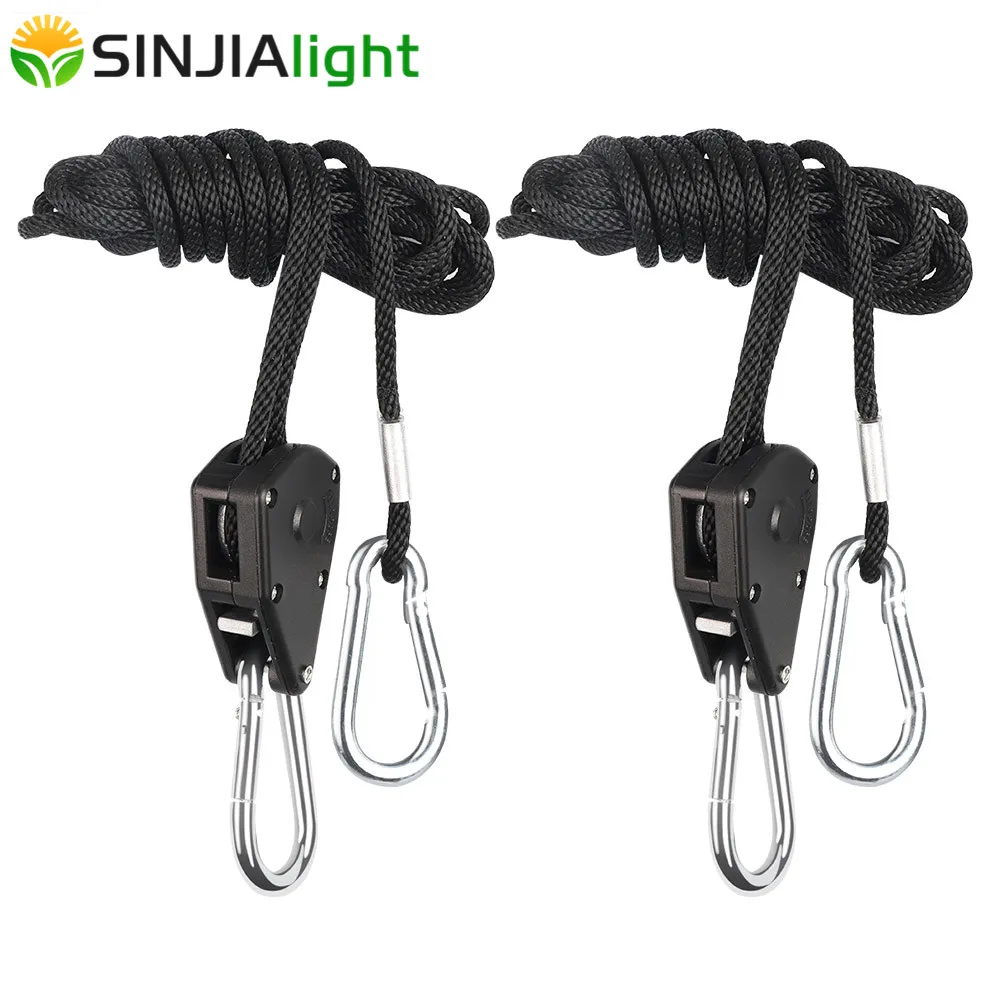 2pcs/4pcs 1/8 Inch Nylon Rope Ratchet Hangers Adjustable Lifters Light Hanging Kit for LED Grow Light Grow Tent Room