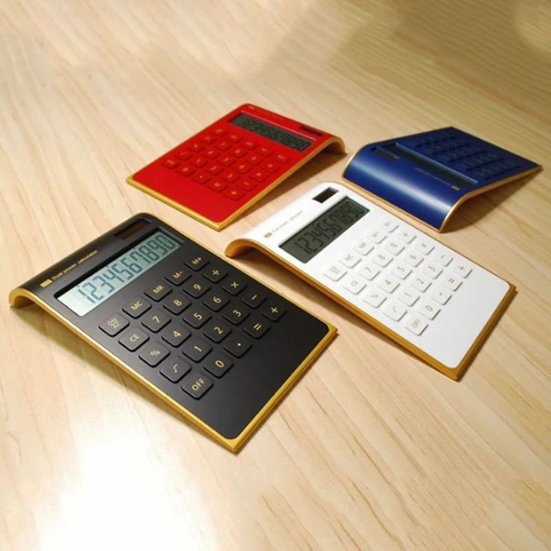 High Quality Slim Portable Mini 10 digital Calculator Solar Energy Crystal Keyboard Dual Power Supply Study Accessoires Supplies