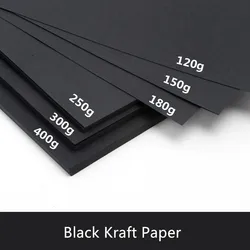 Papel Kraft negro para fabricación de tarjetas, A3, A4, A5, 120g, 150g, 180g, 250g, 300g, 400g, cartón grueso para manualidades, 50 unidades por lote