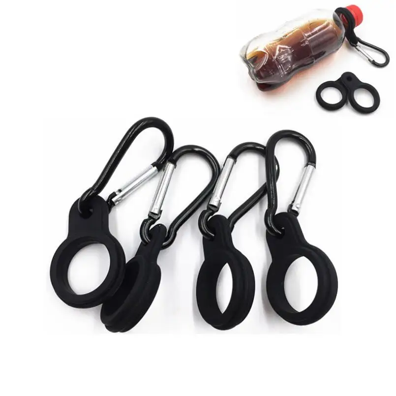 Water Bottle Holder with Hang Buckle Carabiner Clip Key Ring Fit Cola Bottle Shaped Silicone Carrier