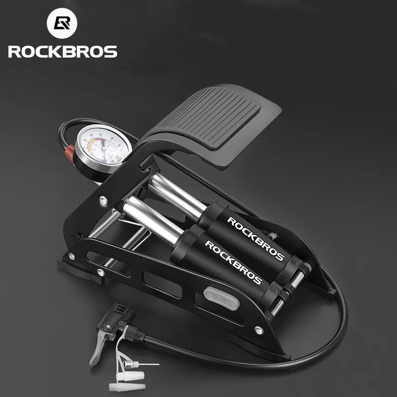 ROCKBROS High Pressure Foot Pump with Pressure Gauge Car Air Pump UK/AV/FV Universal Bicycle Motorcycle Folded Inflatable Pump