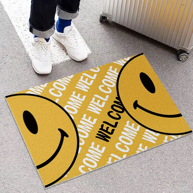 Smiley Face Entrance Door Mat PVC Rubber Anti-slip Mat Dust-proof Custom Durable Hallway Home Door Mat Bath Living Room Carpet