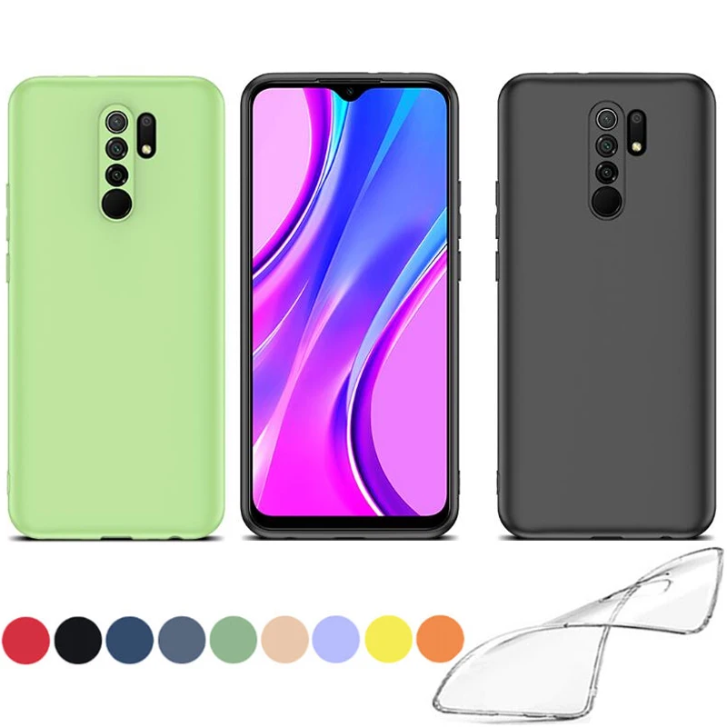 Surehin Softcase für Redmi 9 Prime Cover Kameras chutz rot blau grün klar transparent Silikon hülle für Redmi 9 Hülle