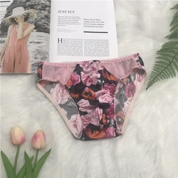 Sexy Gay Underwear Men Briefs Shorts Cueca Silk Flower Panties Man Flower Seamless Sissy Underpants Plus Size M-4XL