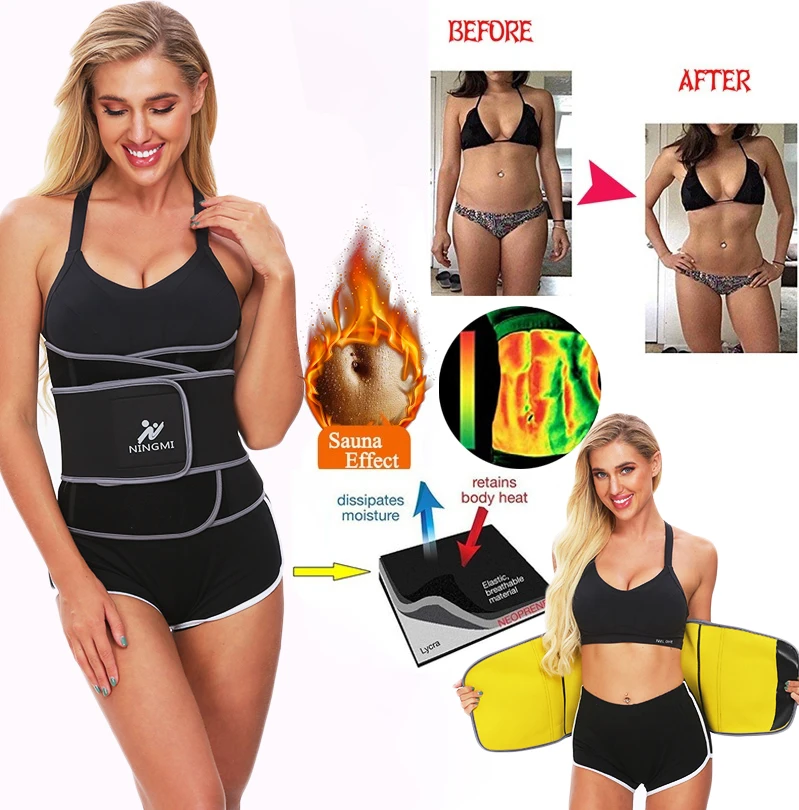 SEXYWG Slimming Waist Support Strap Neoprene Sauna Body Shapers Women Fat Burning Cincher Corset Fajas Shapewear Sports Top Belt