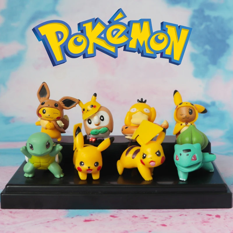 

8pcs/set Pokemon Action Figure Cartoon Doll Toys Pikachu psyduck Jenny Turtle Figures Model Cake Baking Decoration Birthday Gift