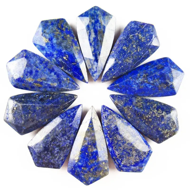 

6pcs Hot sale Wholesale High Quality Faceted Lapis Lazuli Double Sided Triangle CAB CABOCHON for WomenJewelry Making Accessories