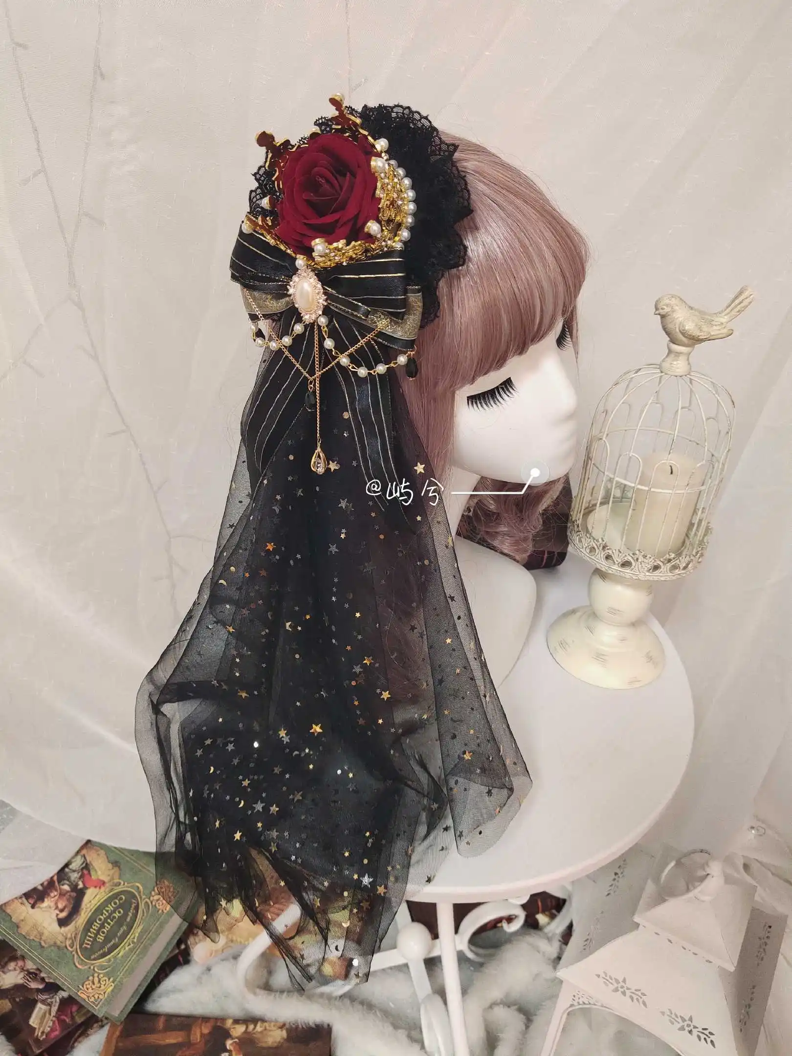 Lolita hand made gothic kill diablo Lolita crown spend horn hair hoop luxuriant tea party hair accessories