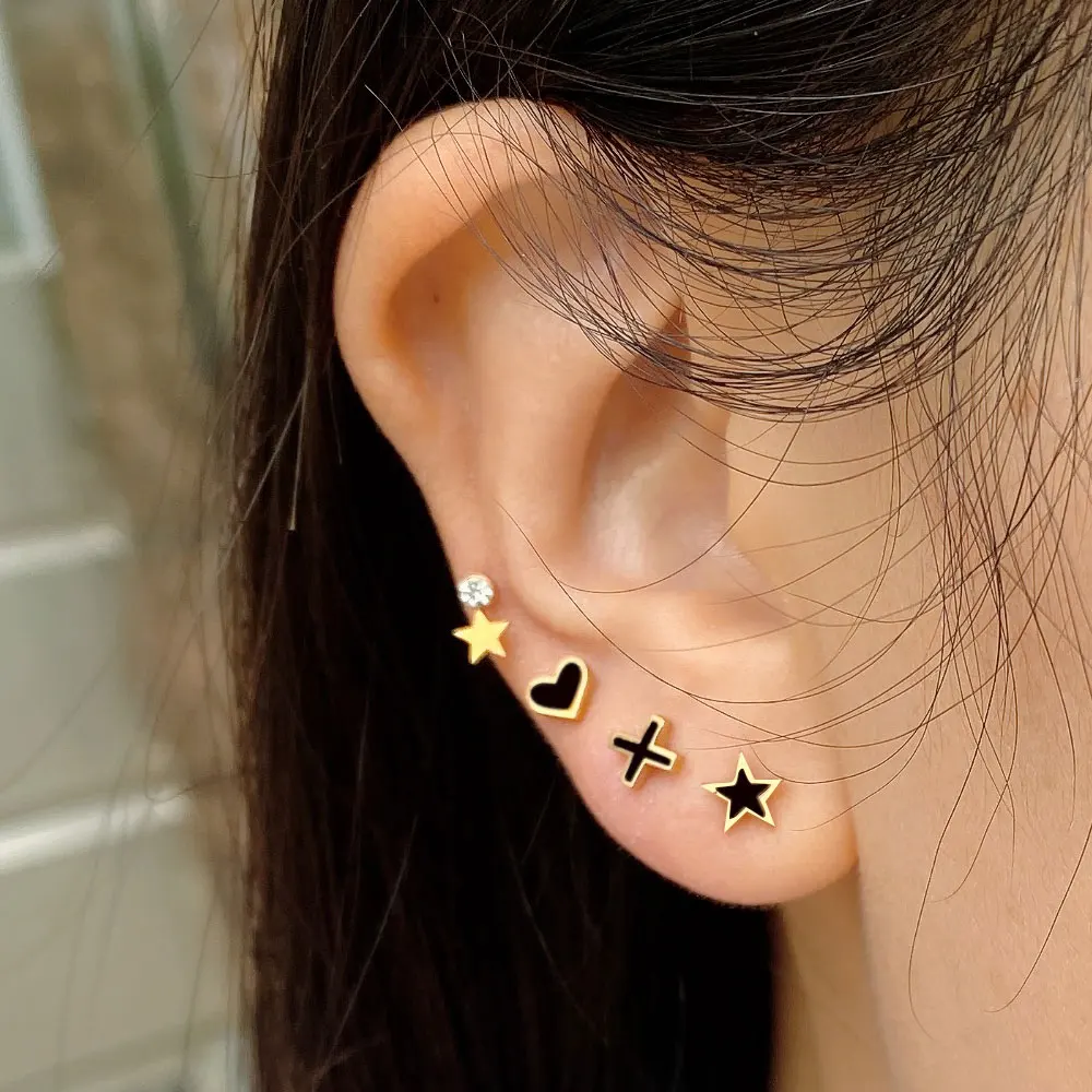 1 parça 20G paslanmaz çelik su geçirmez Bar düğme küpe kadın sarmal kıkırdak Tragus lob kulak topu vida geri küçük minik Piercing