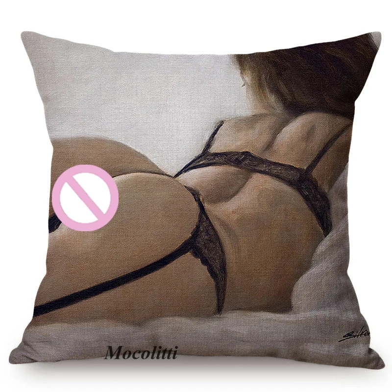 Nordic Sexy Woman Human Body Oil Painting Art Home Decorative Sofa Throw Pillow Case Sexy Girl Charming Large Butt Cushion Cover