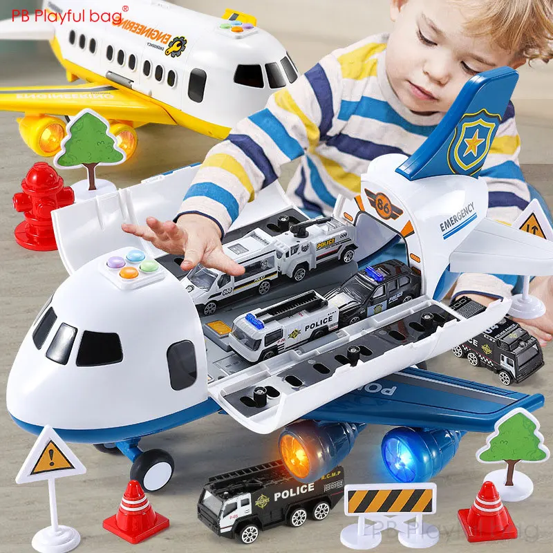 Playful bag Children's large simulation plane toy early education Storage car model Alloy car model children toys AB49