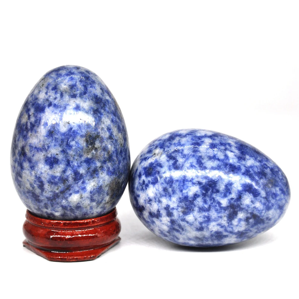 

35x50mm Blue Spot Jade Egg Shaped Stone Healing Natural Crystal Massage Minerale Gemstone Spiritual Decoration Collection