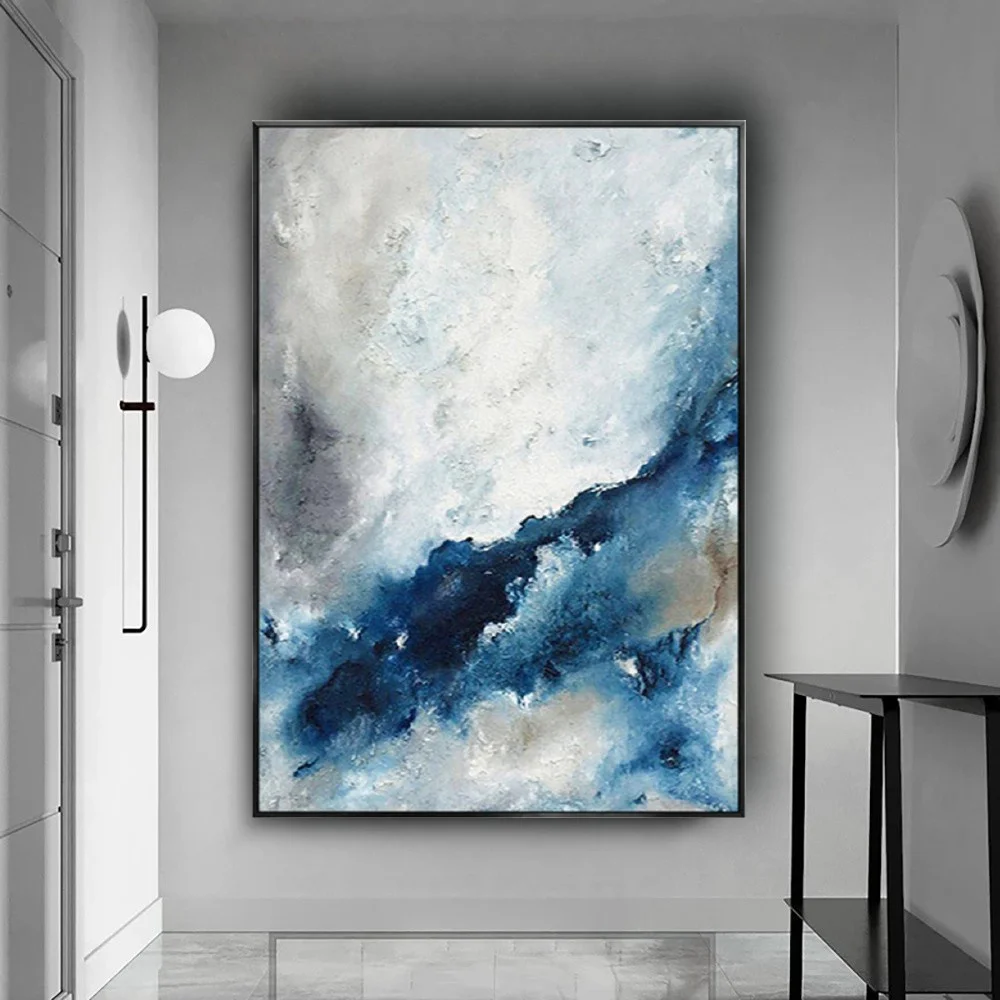 

large size abstract oil painting Hand Painted Modern blue Texture wall Painting on Canvas wall art For Living Room Home Decor