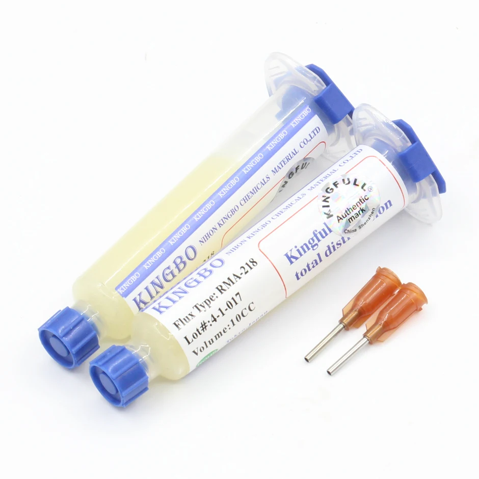 100% original authentic KINGBO RMA-218 10CC Solder Paste Flux For Soldering Assist + Dispenser Needles