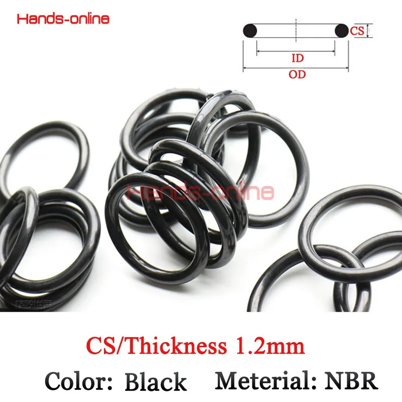 

10x Thickness/CS 1.2mm NBR Rubber Ring Sealing O Ring O-Ring Seal Gasket Oil Washer Gaskets ID 1mm - 75.5 mm