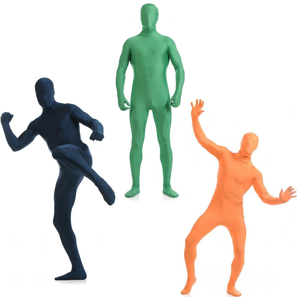 Zentai-traje de cuerpo completo de LICRA para adultos, traje de Catsuit, Disfraces de Halloween, mono Unisex personalizado para ojos y boca abiertos