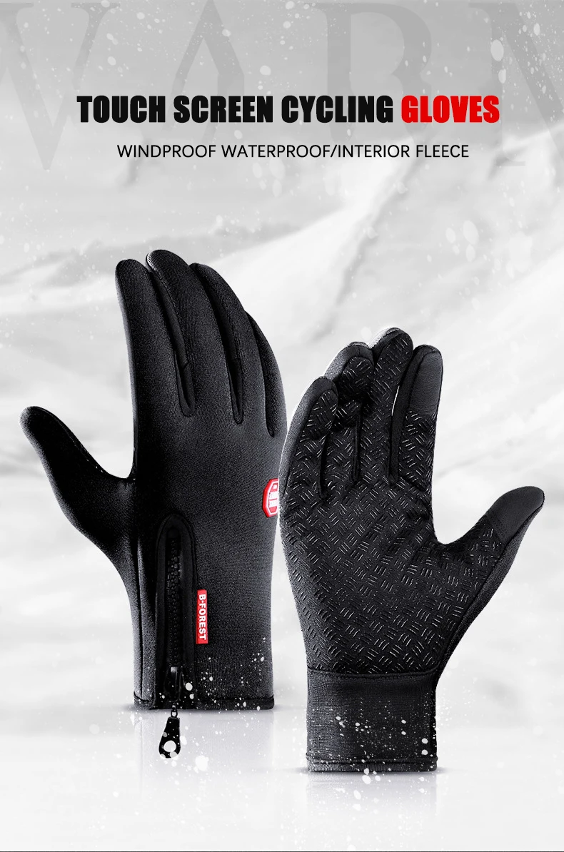 Männer Frauen Radfahren Winter Warme Sport Handschuhe Touchscreen Outdoor Angeln Splash-proof Skifahren Snowboard Rutschfeste Zipper Handschuhe – Detail 1