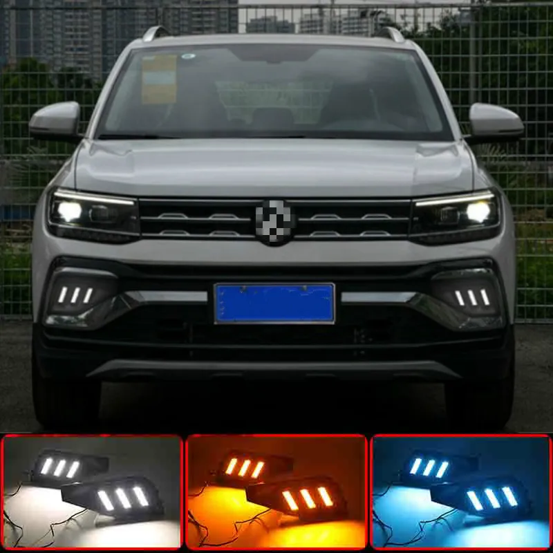 1 Set Turn Signal Fog Lamp Cover 12V ABS LED DRL Car Styling For Volkswangen VW T-Cross tcross 2019 2020 Daytime Running Lights