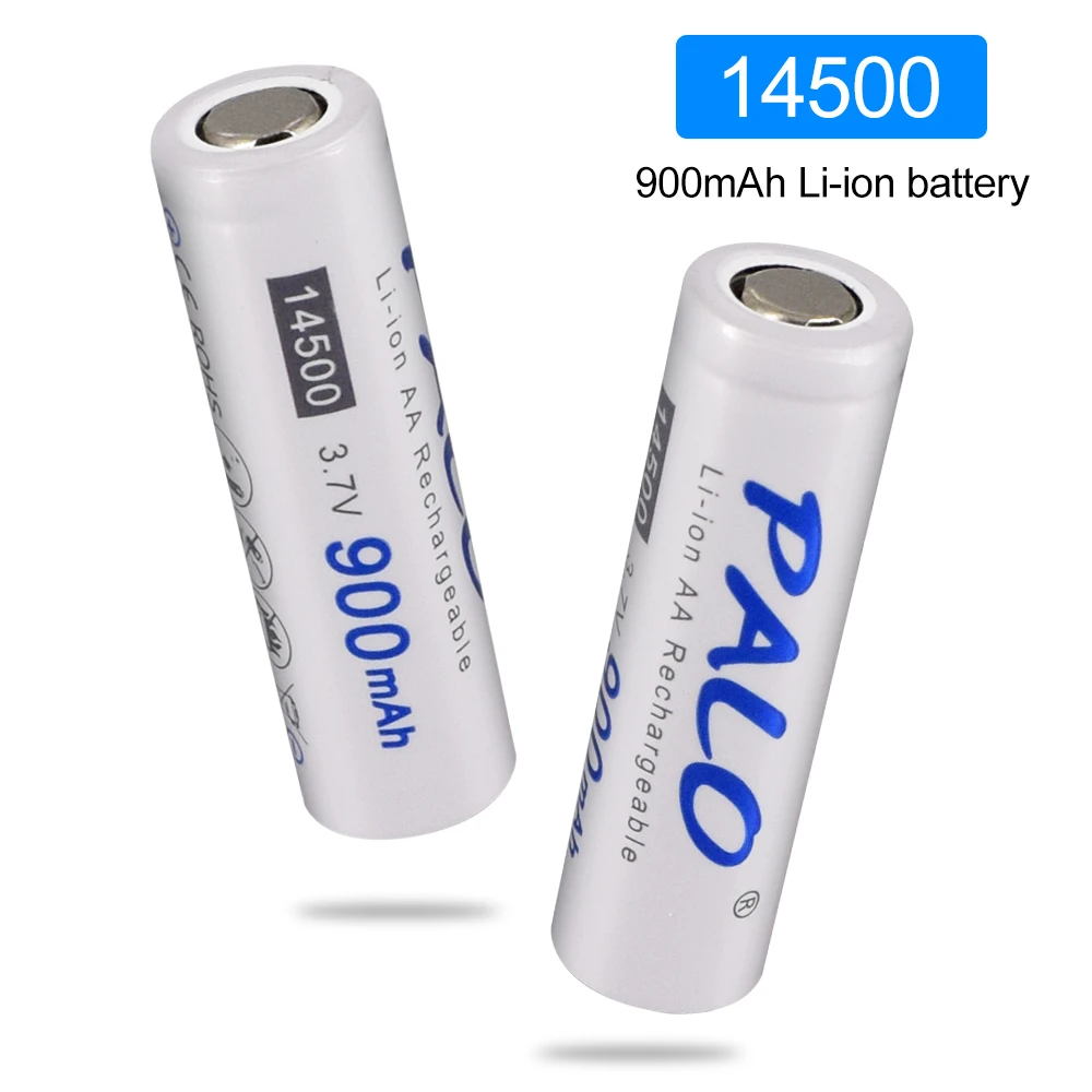 PALO 14500 900mAh 3.7V batterie ricaricabili agli ioni di litio batteria AA batteria al litio per torcia a Led torcia Mouse