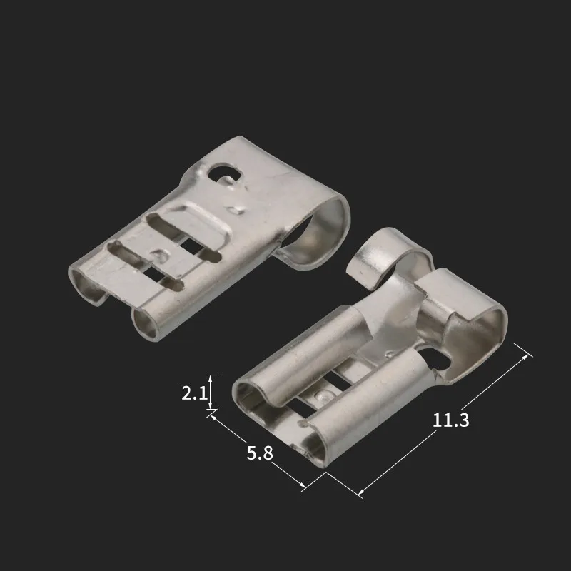 100セット (200個) 4.8プラグインフラグ溶接端末形4.8mm銅オス圧着端子 (0.3-1.5mm2ケーブル用)