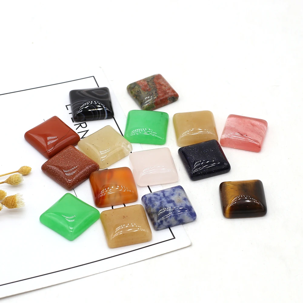 

10pcs Cabochon Natural Stone Bead Square Shape Natural Agates Loose Beads for Making DIY Jewerly Bracelet Necklace Accessories