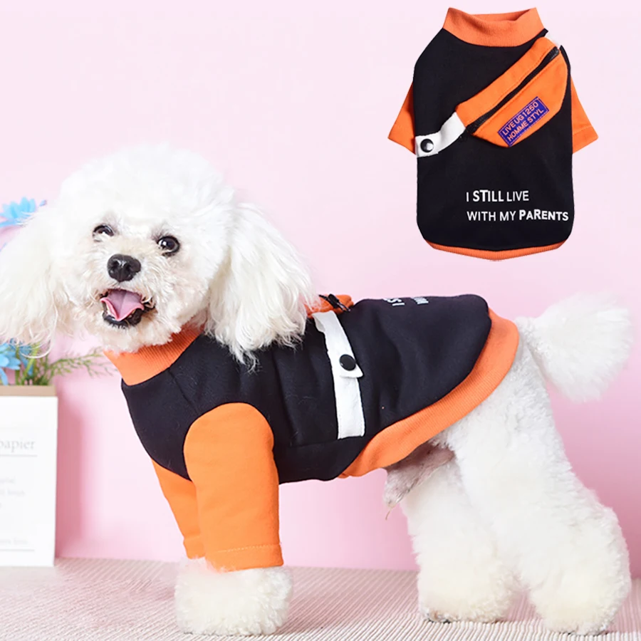 Fashion Pet Dog T-shirt with Pocket Bag Cotton Soft Pullover Dog Shirt Jacket T Shirt Cat Sweater Pets Clothing Outfit