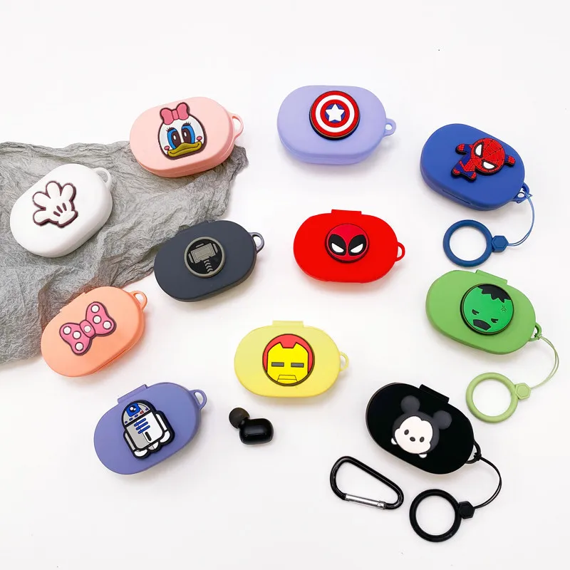 Disney Marvel Earphone Case For Xiaomi Redmi Airdots 3 Soft Silicone Wireless Bluetooth Earphone Protective Cover With Lanyard