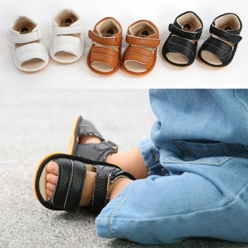 Baby Summer Sandals For 0-18 Months Boy Girl Slippers Non-slip Beach Shoes Toddler Kids First Walkers PU Leather Shoes