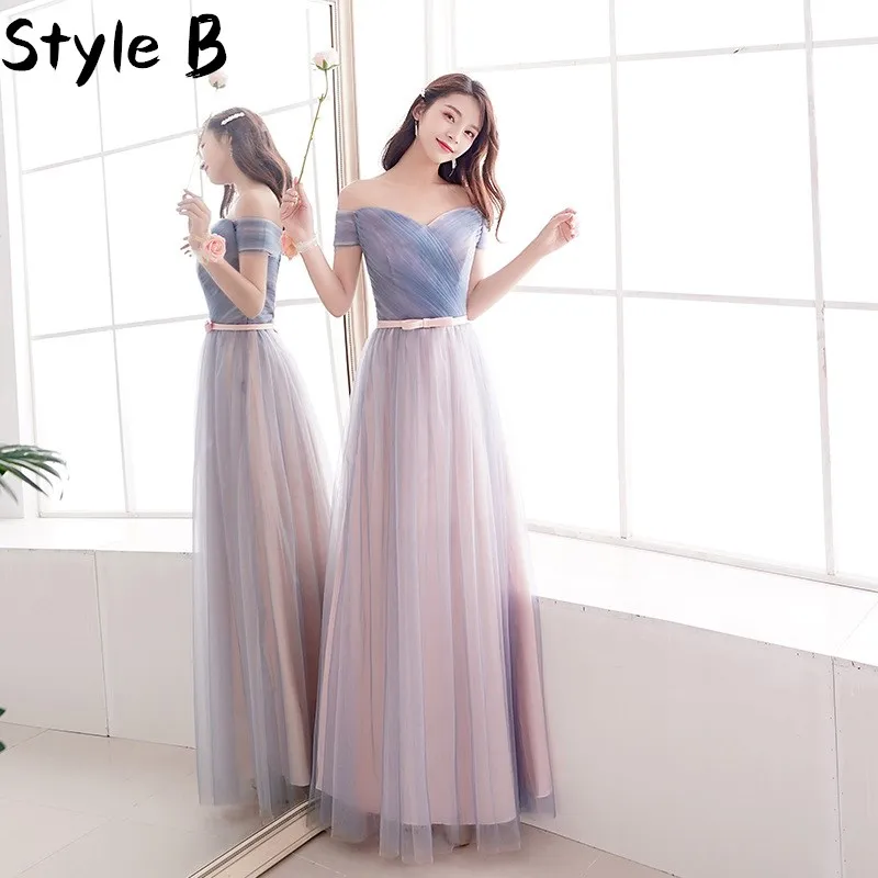 Pink Tulle Sexy V Neck Bridesmaid 2021 Fashion A-Line Long Lace Up Back Half Sleeve Formal Wedding Party Dress Real Photo