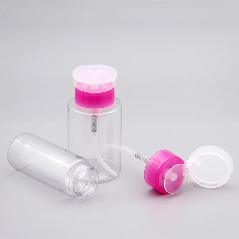 30PCS 100ML 180ML  Alcohol Liquid Clear Press Pumping Dispenser Empty Bottle Plastic Nail Polish Remover Nail Art UV Gel Cleaner